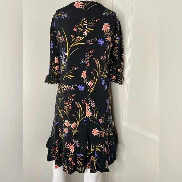 CeCe NWT Black Floral Ruffle Dress - Picture 8 of 9